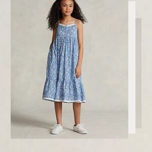 Polo Ralph Lauren Floral Batiste Maxi dress Girls 7 Blue & White